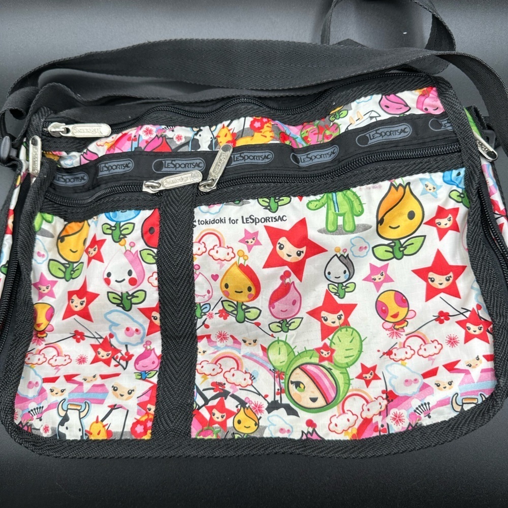 Tokidoki Cactus Party Crossbody Bag Black Strap Charming Characters LeSportsac - Picture 4 of 8